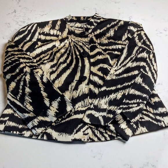 Vintage Talbots Silk & Cotton Zebra Print Blazer - Picture 3 of 8